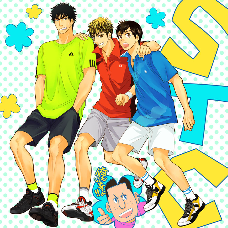 maruo eiichirou, ike souji, egawa takuma, and fukazawa yukichi (baby steps) drawn by masumi_kiyoka