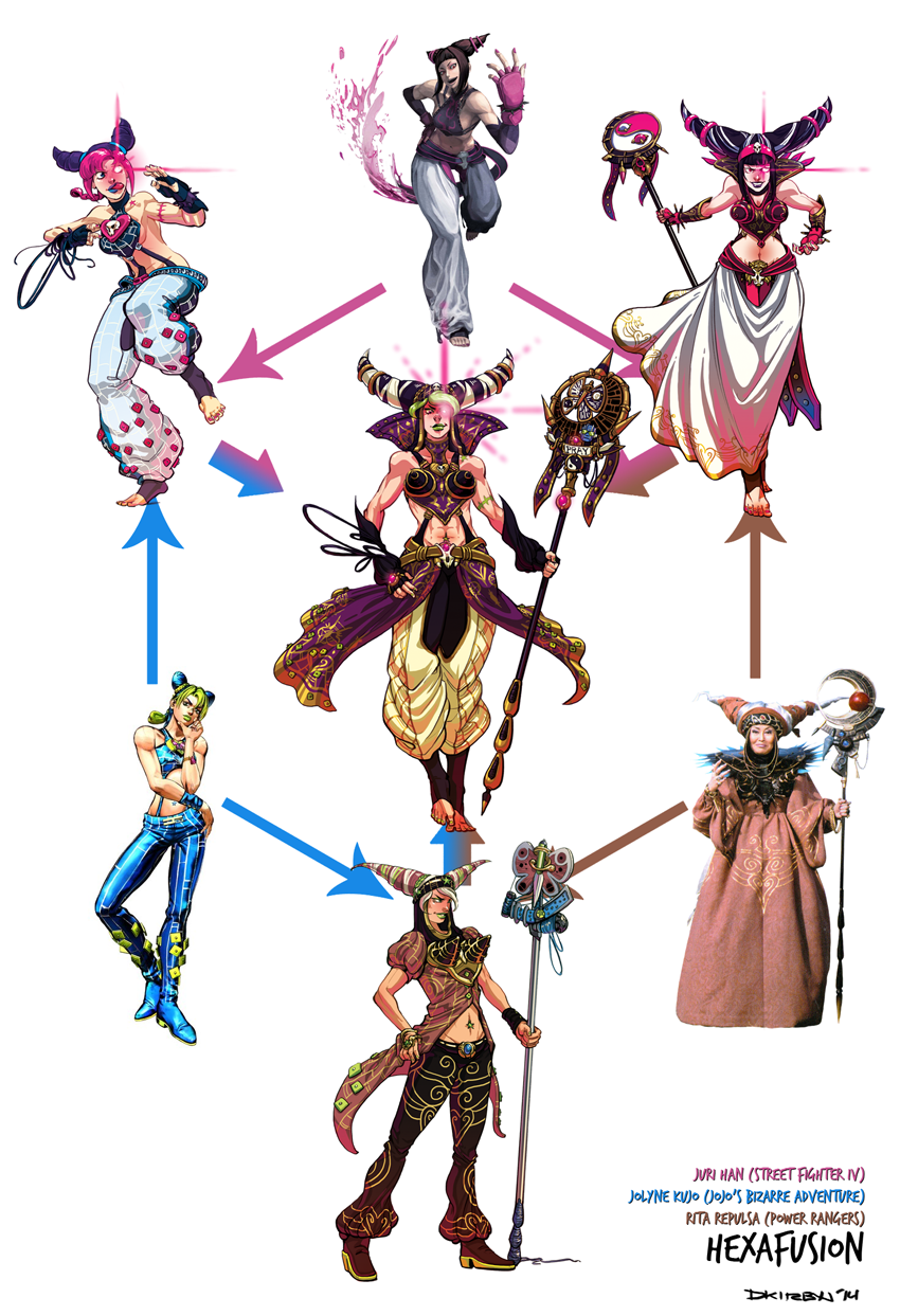 kujo jolyne, han juri, and witch bandora (jojo no kimyou na bouken and 7 more) drawn by dkirbyj