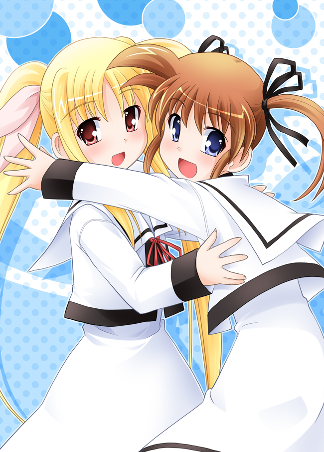 fate testarossa and takamachi nanoha (lyrical nanoha and 2 more) drawn by sumeragi_kou