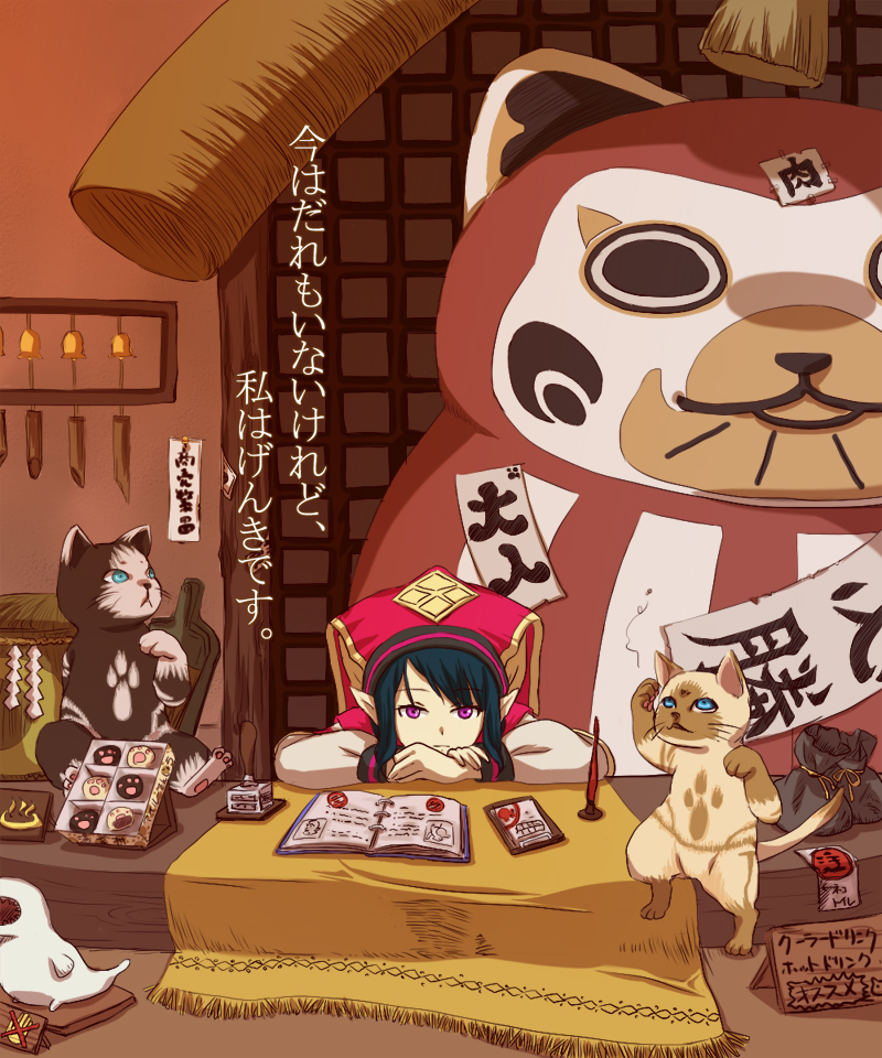 felyne, melynx, giggi, and konaha (monster hunter and 1 more) drawn by mishiyomi_kazumi
