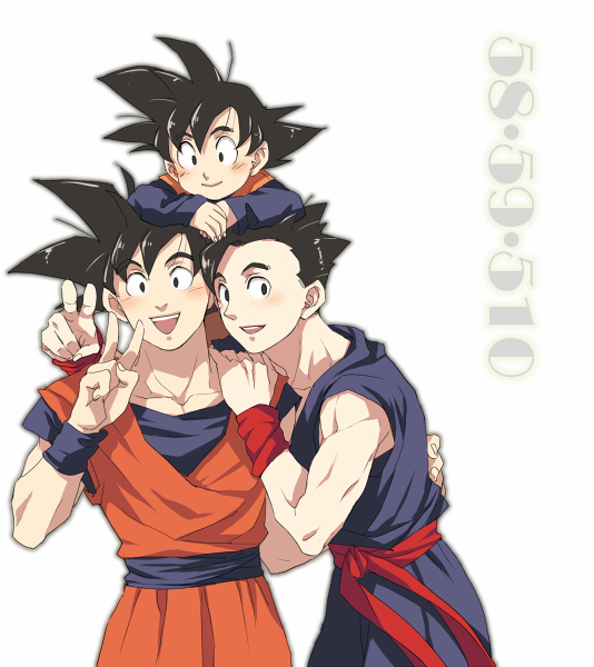 son goku, son gohan, and son goten (dragon ball and 1 more) drawn by pinki_(shounenkakuseiya)