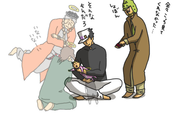 joseph joestar, kujo jotaro, kujo jolyne, kakyoin noriaki, mohammed avdol, and 1 more (jojo no kimyou na bouken and 3 more) drawn by imoichi