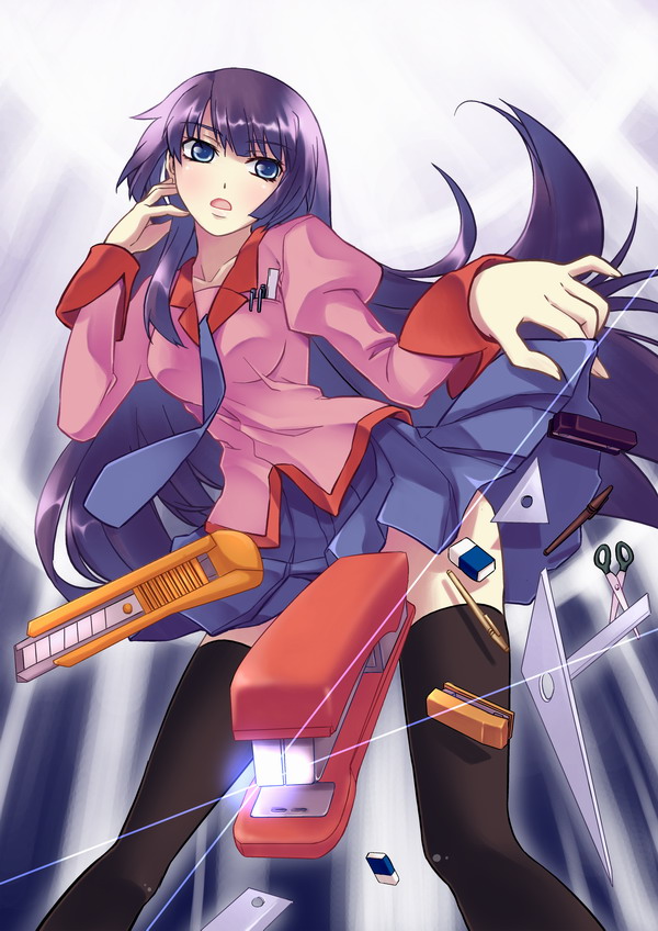senjougahara hitagi (monogatari and 1 more) drawn by nekito