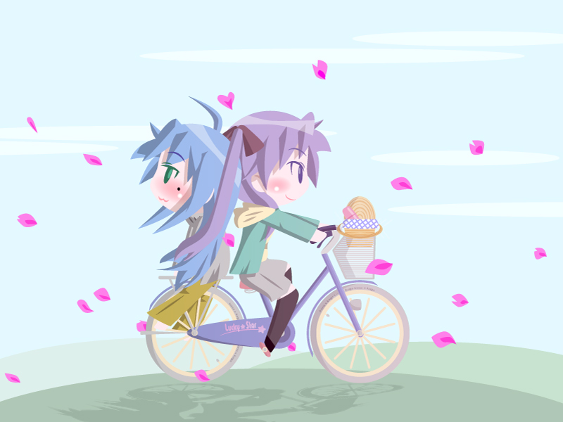 hiiragi kagami and izumi konata (lucky star) drawn by moco_(axion_channel)