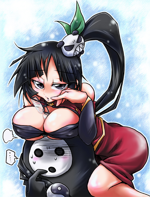 litchi faye ling, arakune, and lao jiu (blazblue) drawn by nyar