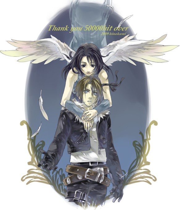 squall leonhart and rinoa heartilly (final fantasy and 1 more) drawn by hinokami