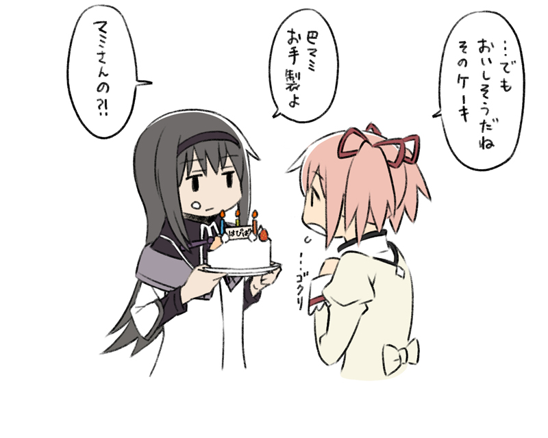 akemi homura and kaname madoka (mahou shoujo madoka magica) drawn by oda_takayuki