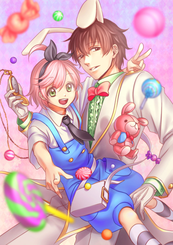 alice, white rabbit, asahina wataru, and asahina masaomi (alice's adventures in wonderland and 1 more) drawn by aikabocha