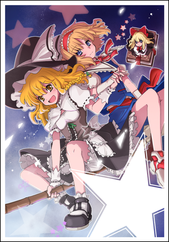 kirisame marisa and alice margatroid (touhou) drawn by fujii_jun