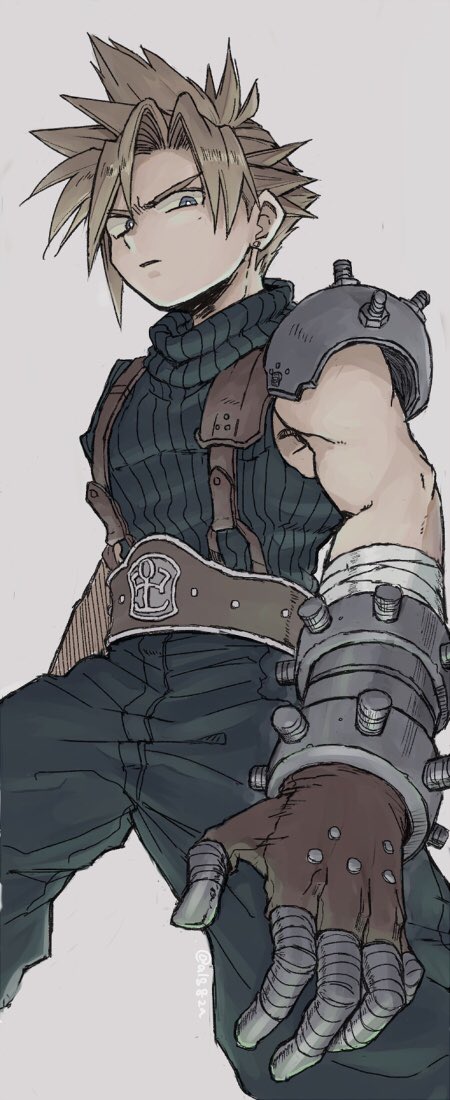 cloud strife (final fantasy and 1 more) drawn by als8za