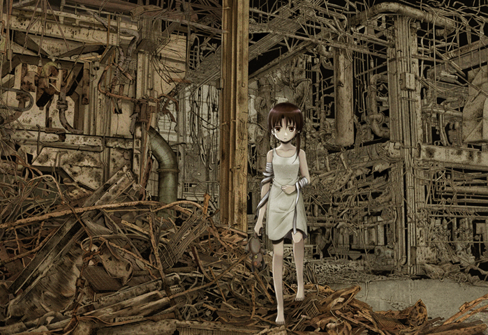iwakura lain (serial experiments lain) drawn by kahama_youko