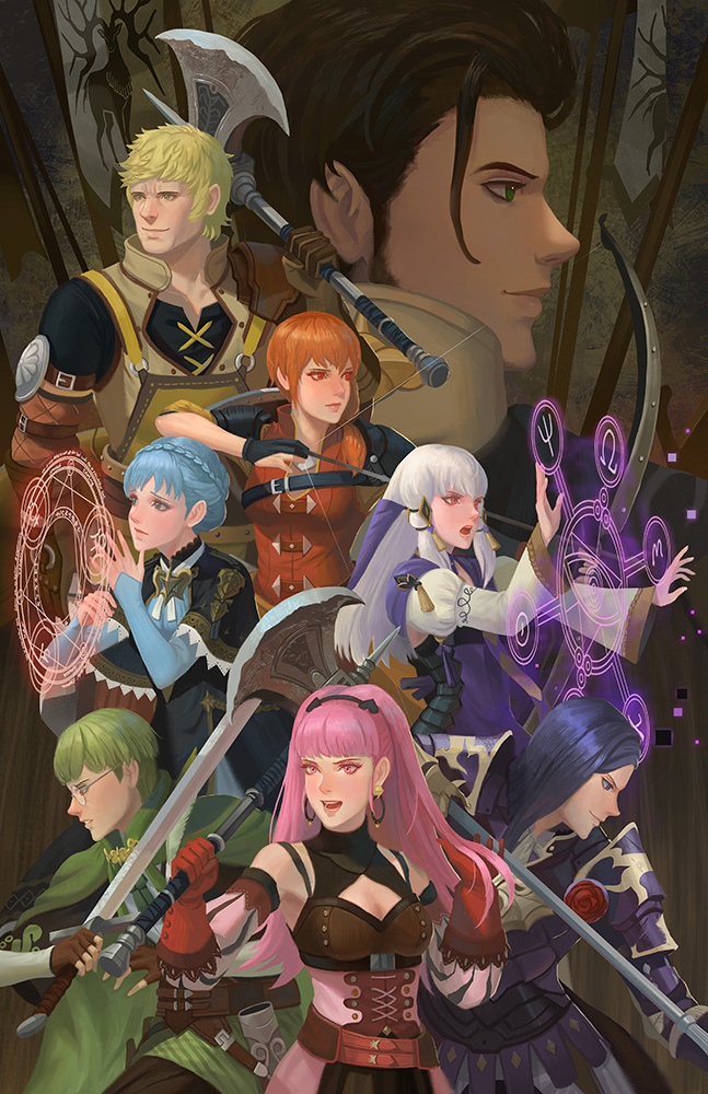 hilda valentine goneril, lysithea von ordelia, marianne von edmund, claude von riegan, leonie pinelli, and 3 more (fire emblem and 1 more) drawn by yagaminoue