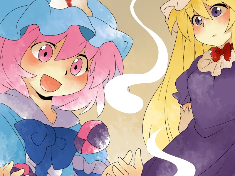 yakumo yukari and saigyouji yuyuko (touhou) drawn by hammer_(sunset_beach)