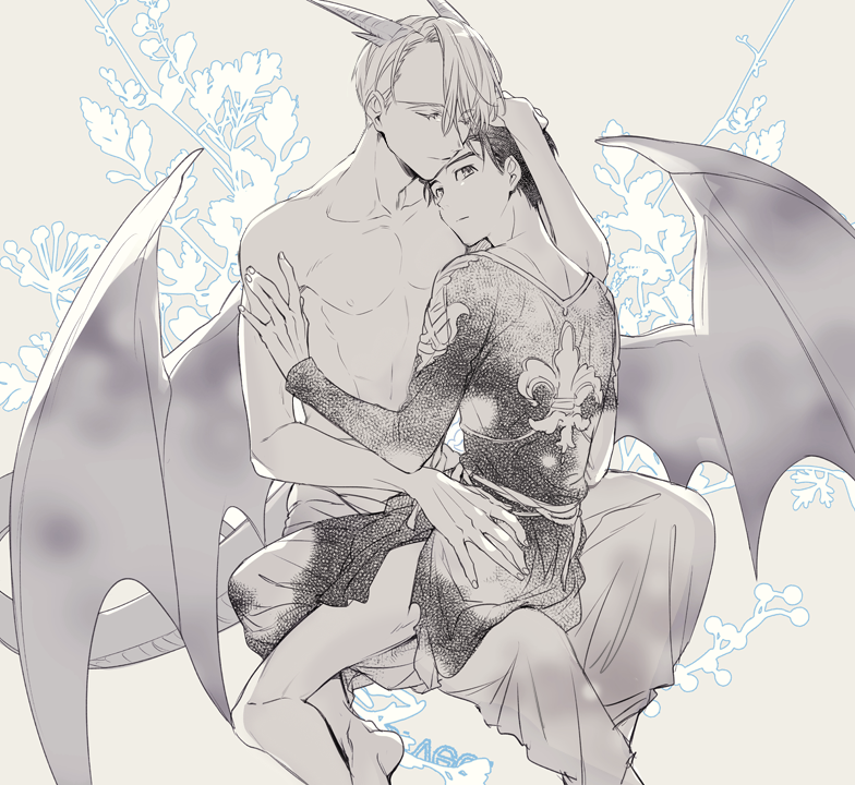 katsuki yuuri and viktor nikiforov (yuri!!! on ice) drawn by kuroemon