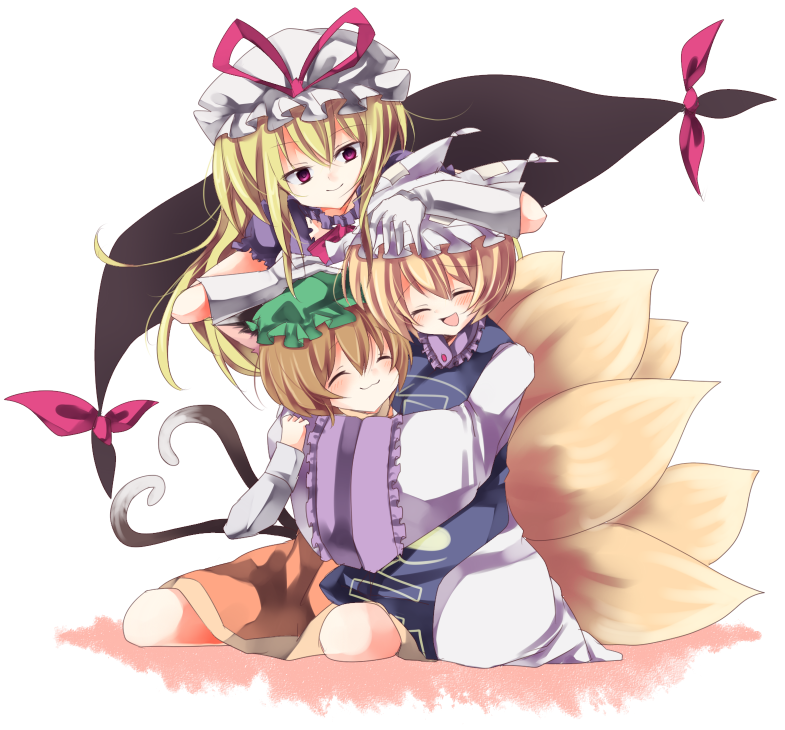 yakumo yukari, yakumo ran, and chen (touhou) drawn by yukimiya_(parupunta)