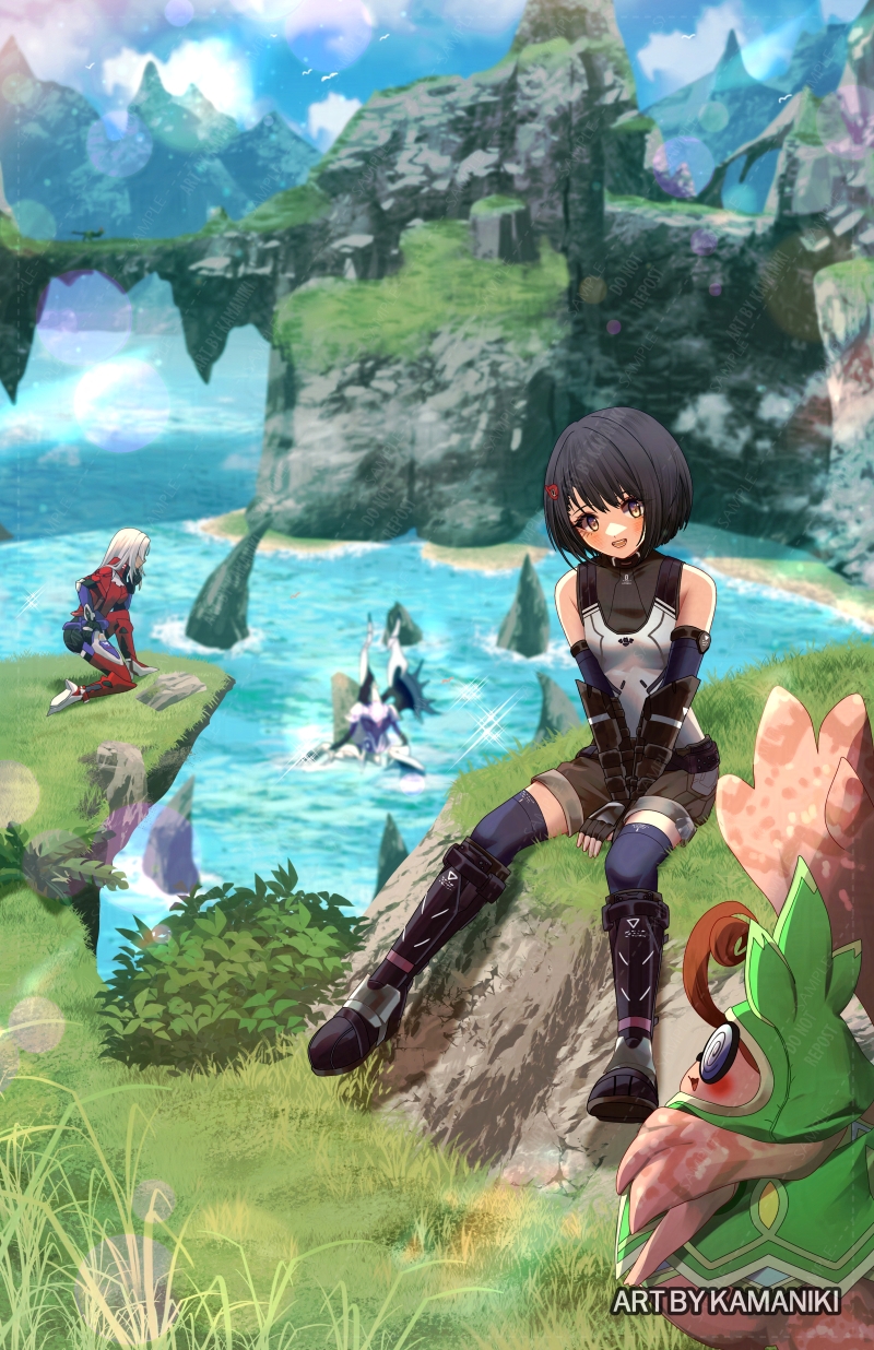 elma, lin lee koo, and tatsu (xenoblade chronicles and 1 more) drawn by kamaniki