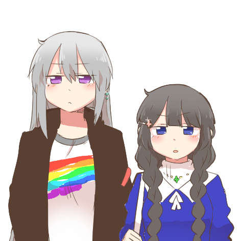 tsukino mito and higuchi kaede (nijisanji) drawn by rebecca_(keinelove)