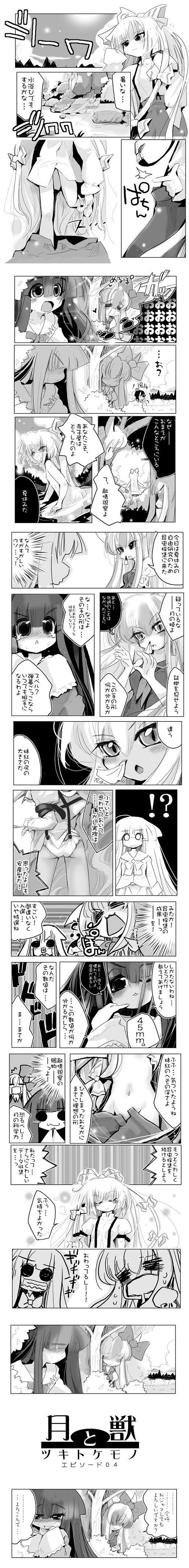 shameimaru aya, fujiwara no mokou, kamishirasawa keine, houraisan kaguya, and ex-keine (touhou) drawn by usoneko