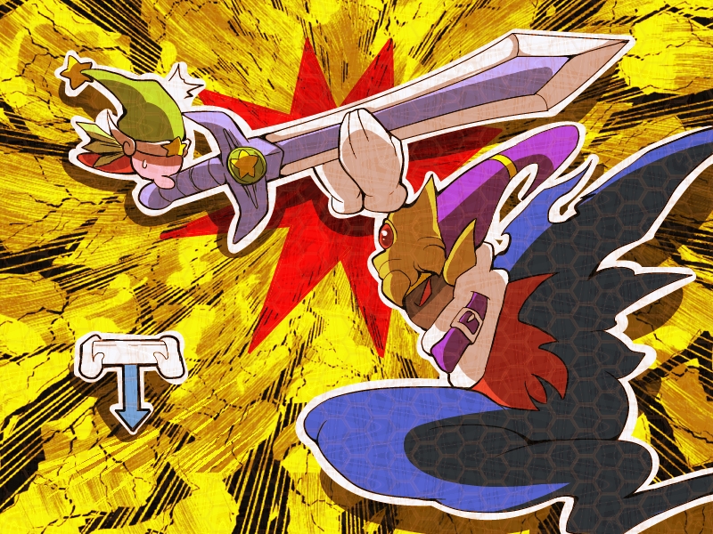 kirby, magolor, sword kirby, traitor magolor, and ultra sword kirby (kirby) drawn by shirushiki