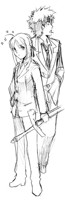 artoria pendragon, saber, and emiya kiritsugu (fate and 1 more)