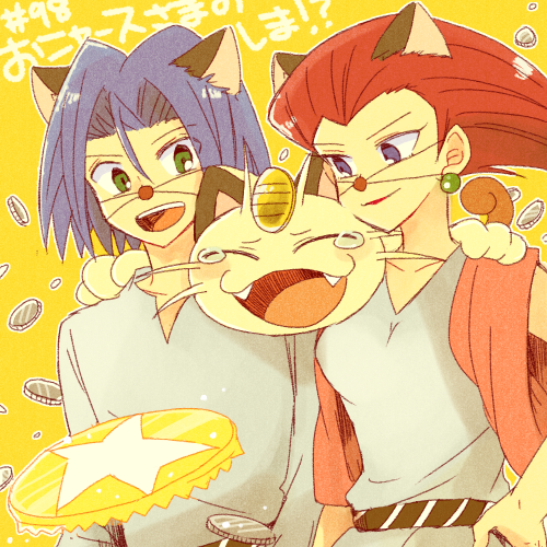 jessie, james, and meowth (pokemon) drawn by atsumi_yoshioka