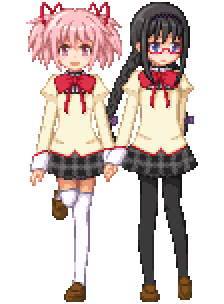 akemi homura and kaname madoka (mahou shoujo madoka magica) drawn by tome_(wolf)