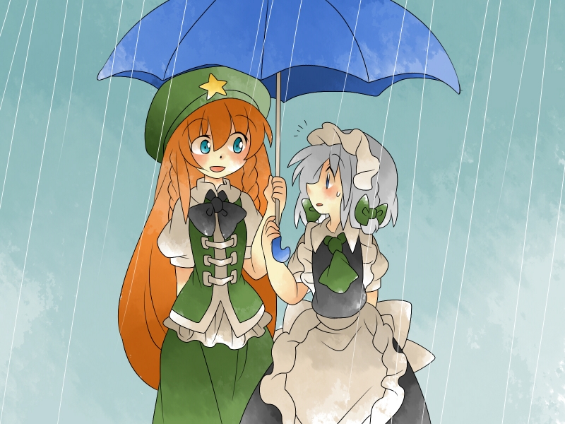 izayoi sakuya and hong meiling (touhou) drawn by hammer_(sunset_beach)