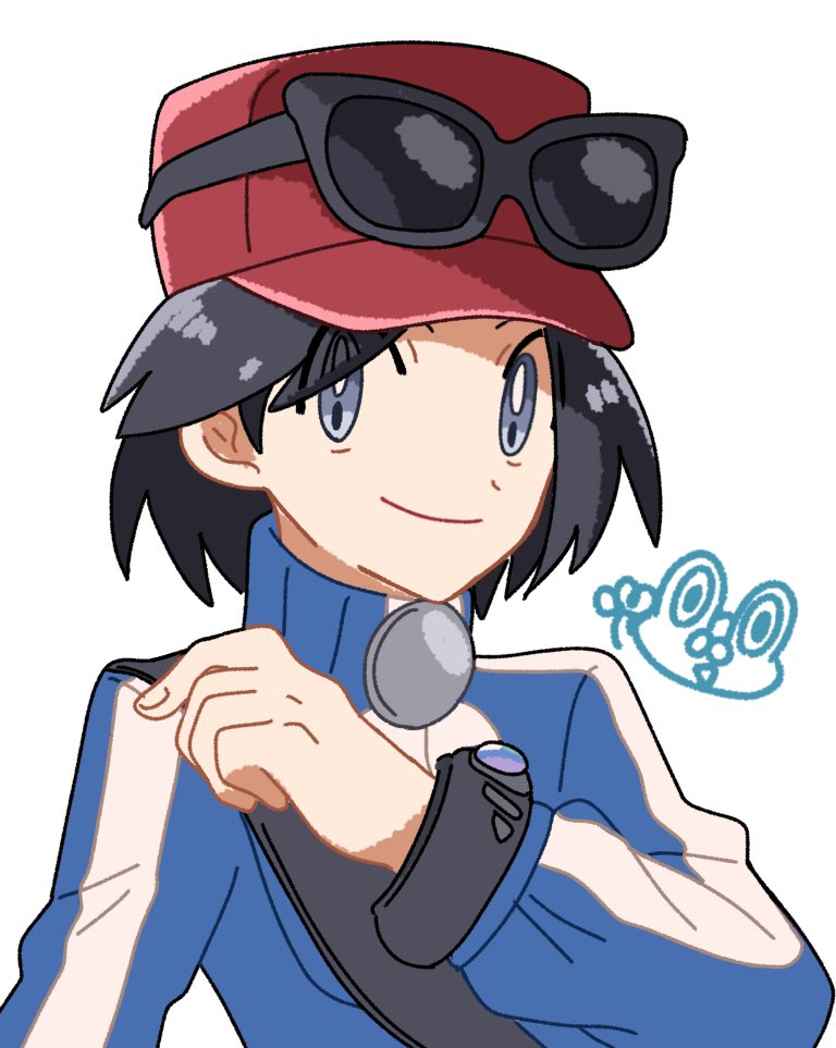 calem and froakie (pokemon and 1 more) drawn by nose_poke000