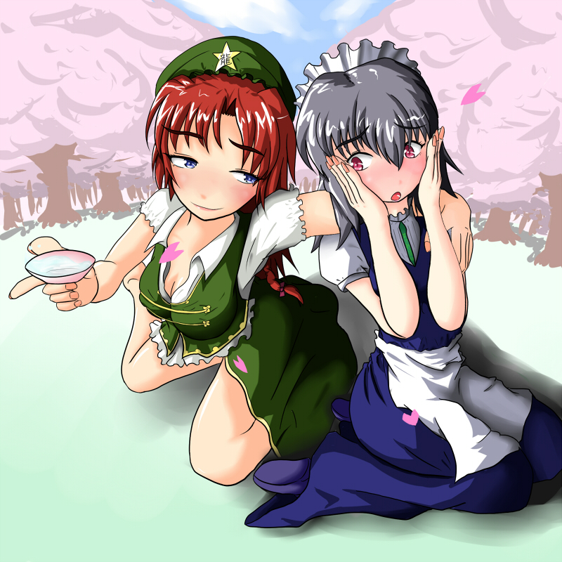 izayoi sakuya and hong meiling (touhou) drawn by samurai_(kasizuki)