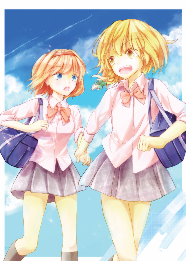 kirisame marisa and alice margatroid (touhou) drawn by knora