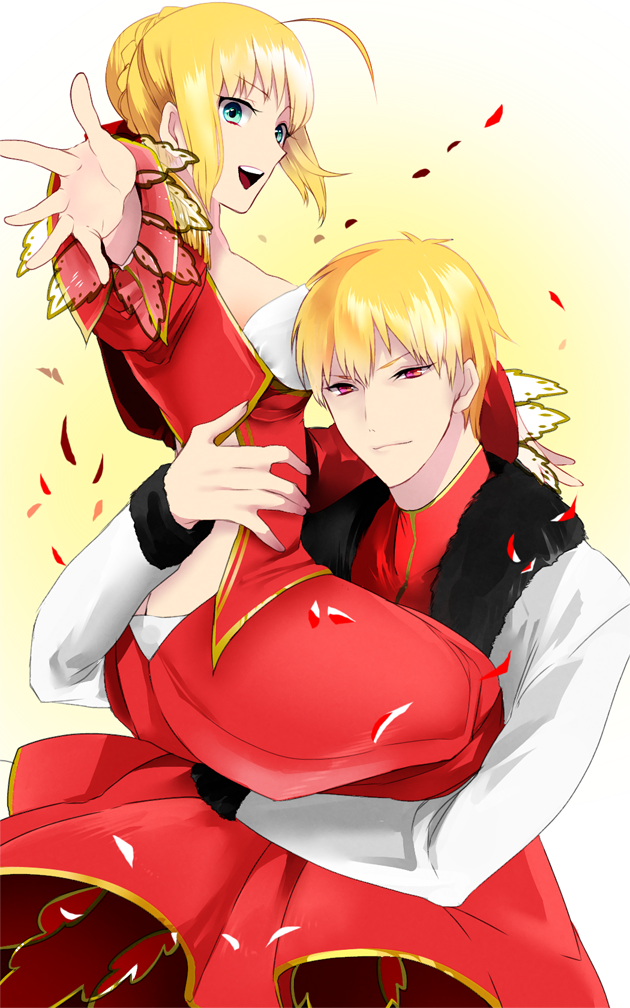 nero claudius and gilgamesh (fate and 2 more) drawn by saifu_(sisutakh)