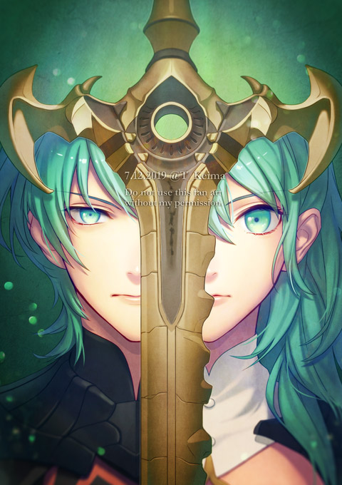 female byleth and male byleth (fire emblem and 1 more) drawn by t_keima