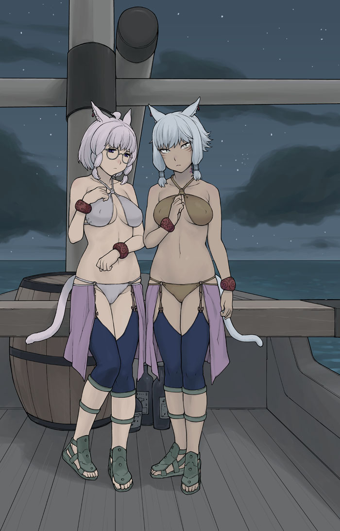 y'shtola rhul and k'lyhia (final fantasy and 1 more) drawn by hebichan