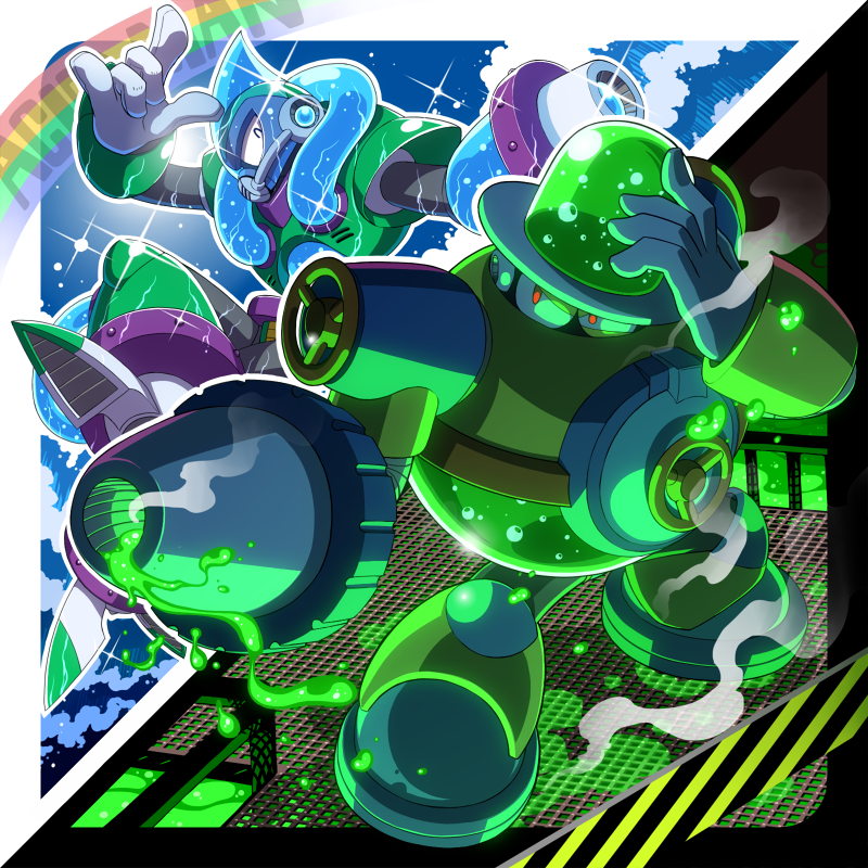acid man and aqua man (mega man and 2 more) drawn by napo