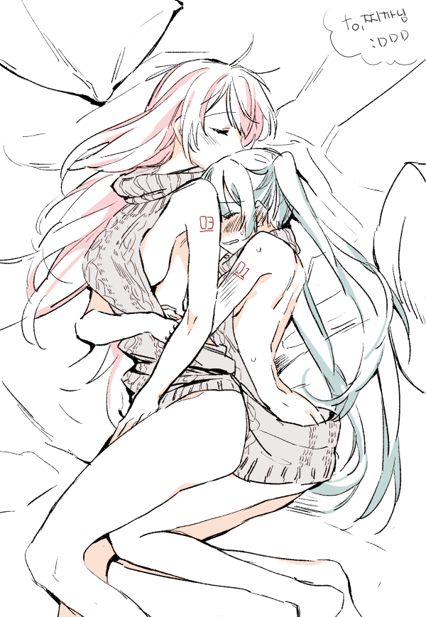 hatsune miku and megurine luka (vocaloid) drawn by electric_flower