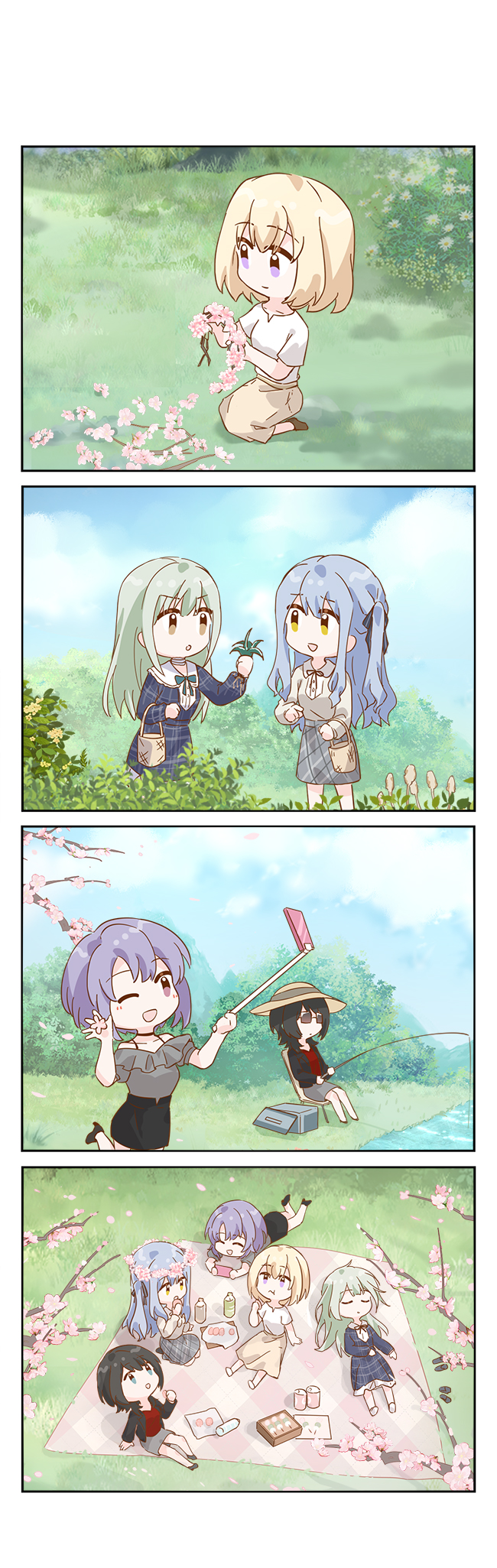 togawa sakiko, wakaba mutsumi, yahata umiri, misumi uika, and yuutenji nyamu (bang dream! and 1 more) drawn by mori_xian112