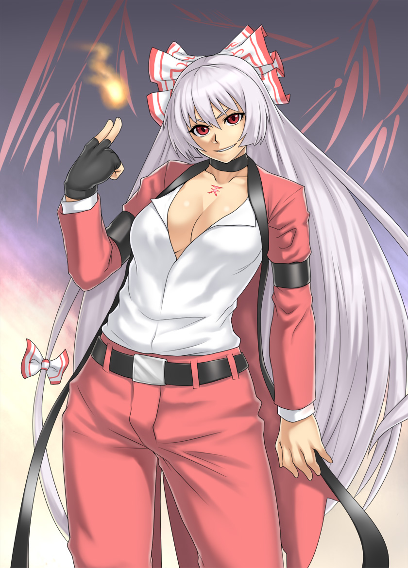 fujiwara no mokou and rugal bernstein (touhou and 1 more) drawn by houtengeki