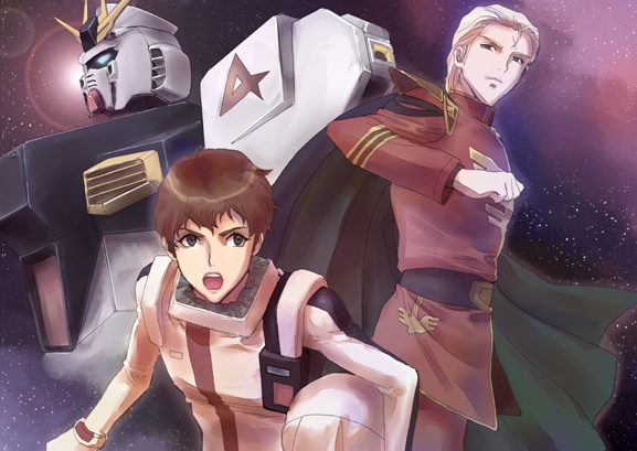 char aznable, amuro ray, and nu gundam (gundam and 1 more) drawn by izumi_rion
