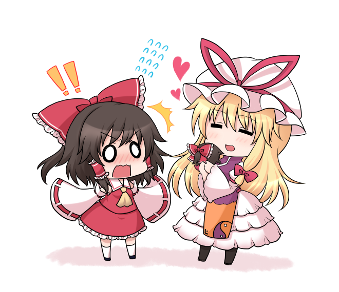 hakurei reimu and yakumo yukari (touhou) drawn by shiohachi