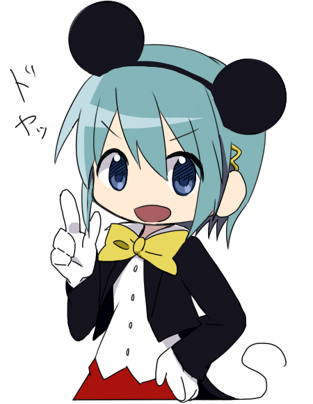 miki sayaka and mickey mouse (mahou shoujo madoka magica and 1 more) drawn by amaiwashi