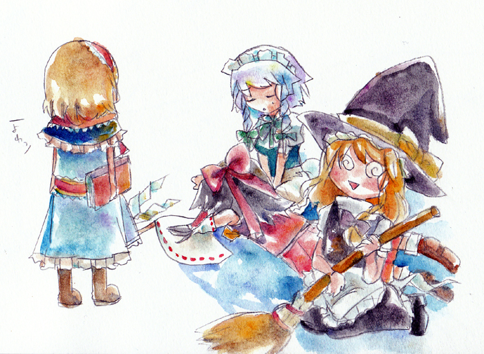 hakurei reimu, kirisame marisa, izayoi sakuya, and alice margatroid (touhou) drawn by karasumi_(susyounoame)