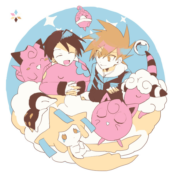 ethan, blue oak, jigglypuff, cyndaquil, jirachi, and 4 more (pokemon and 1 more) drawn by smcms-m