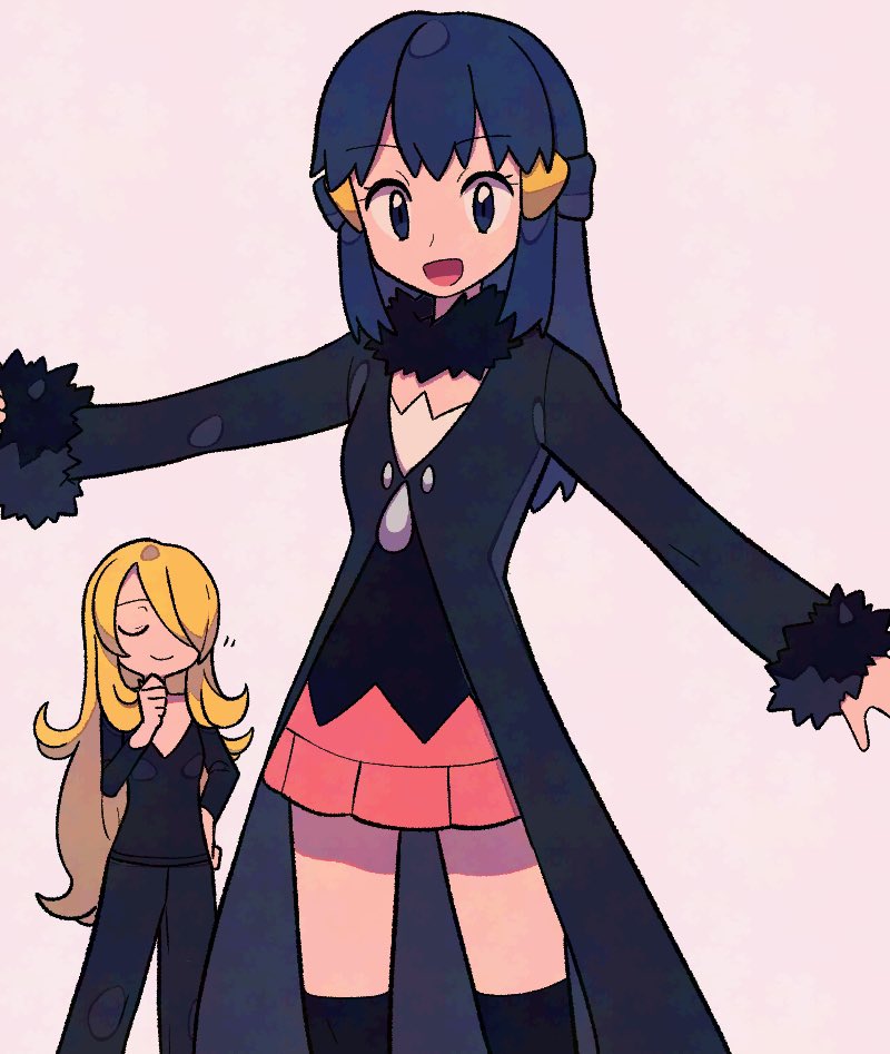 dawn and cynthia (pokemon and 1 more) drawn by tyako_089