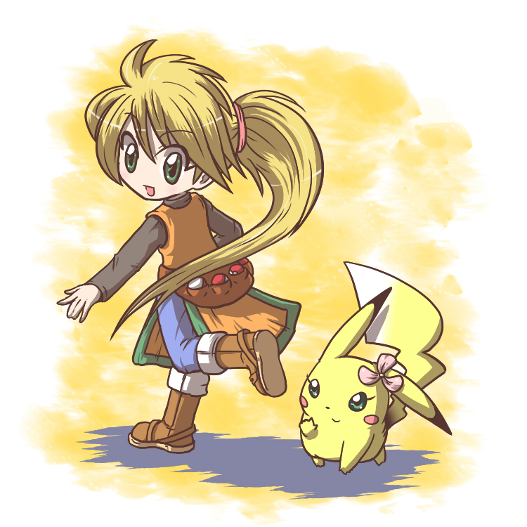 pikachu, yellow, and chuchu (pokemon and 1 more) drawn by fushigi_ebi