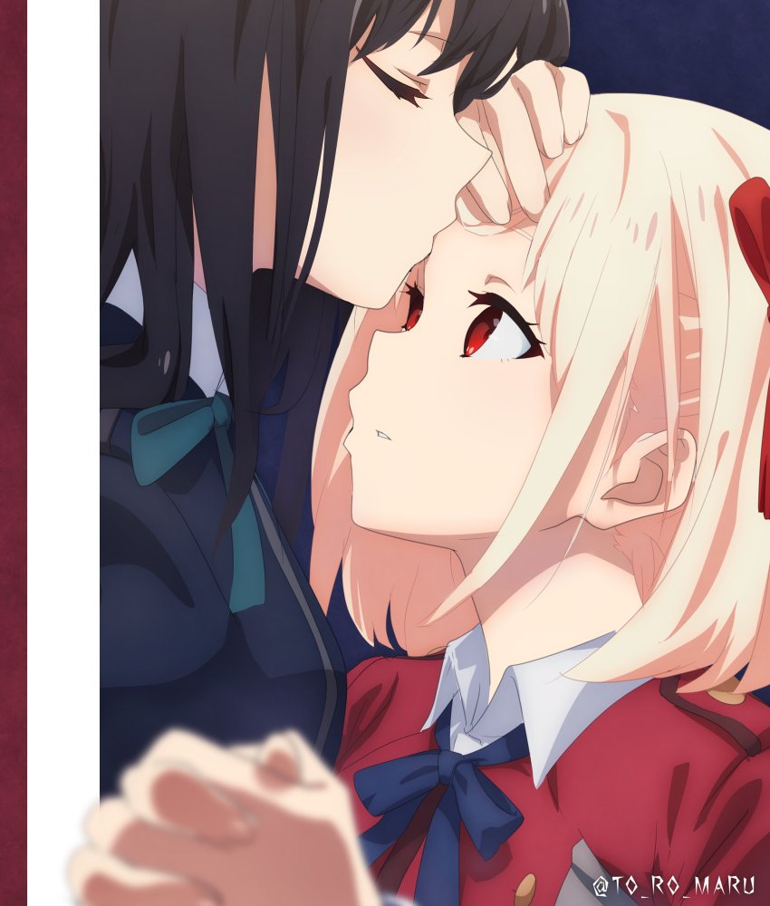 nishikigi chisato and inoue takina (lycoris recoil) drawn by to_ro_maru