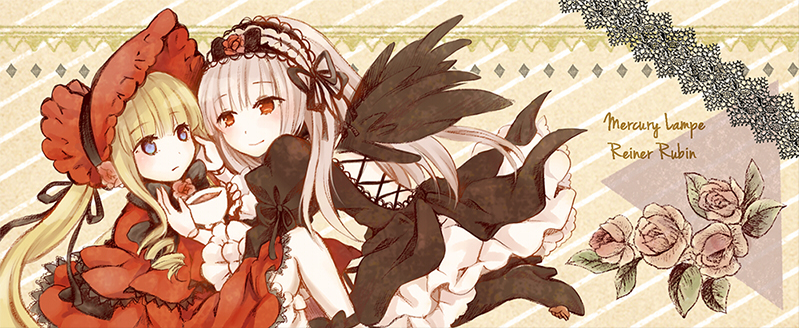 suigintou and shinku (rozen maiden and 1 more) drawn by ai_(creamcaramel)