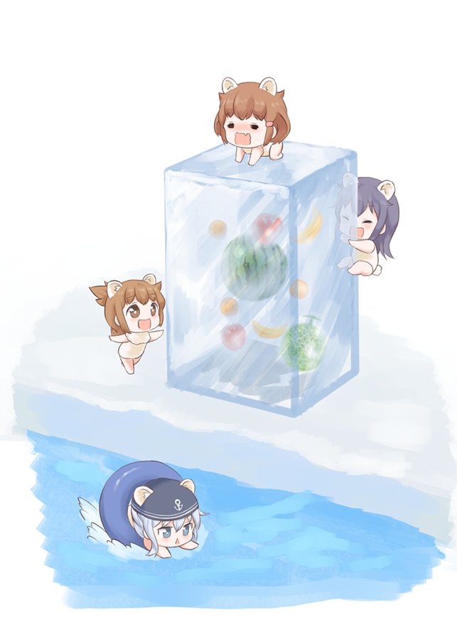 hibiki, inazuma, ikazuchi, and akatsuki (kantai collection) drawn by gale_kawaii
