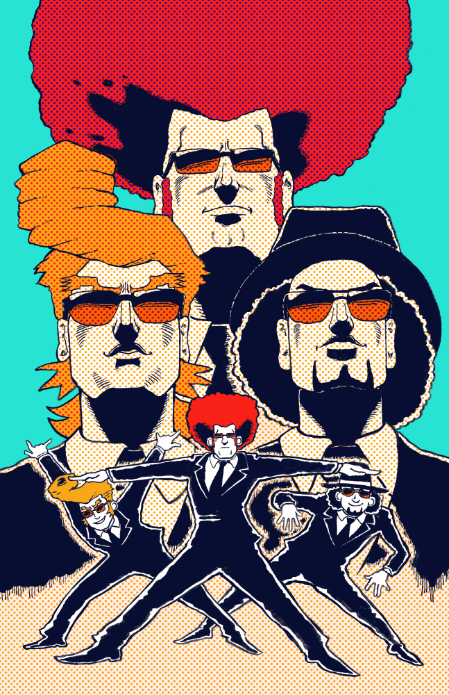 agent j, agent derek, and agent morris (elite beat agents) drawn by joe_whitt