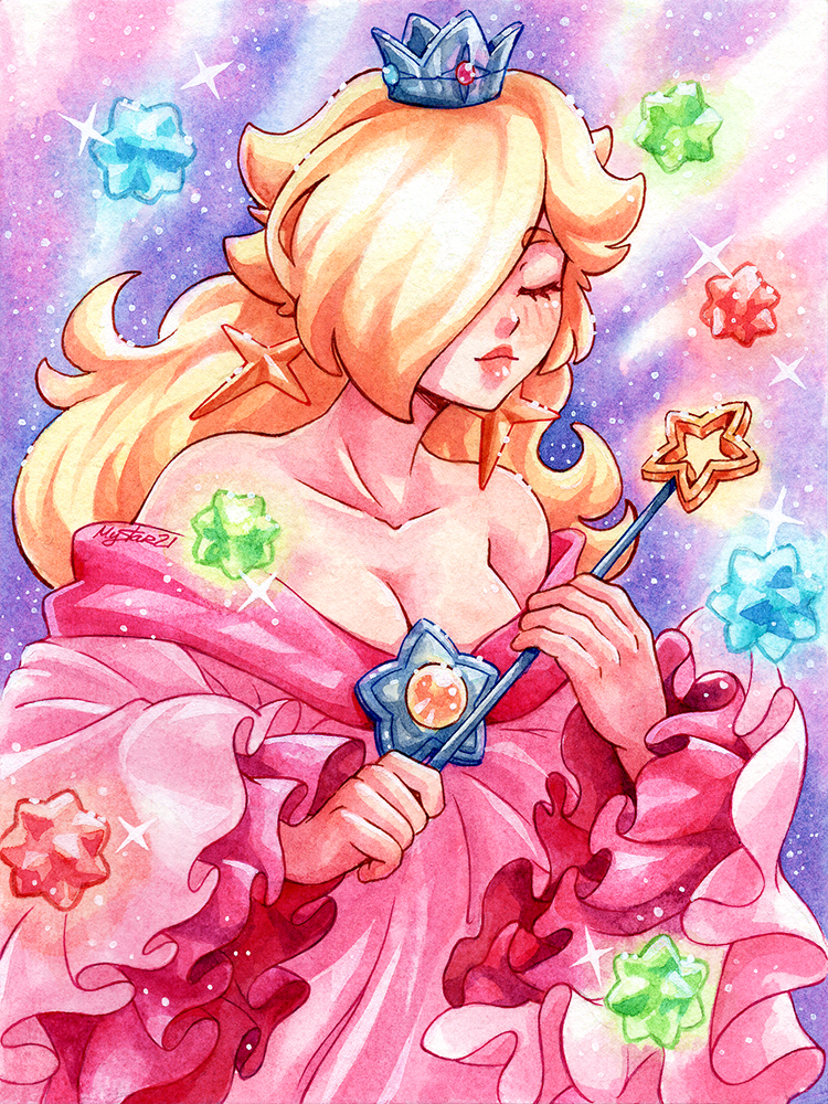 rosalina (mario and 1 more) drawn by mystar21