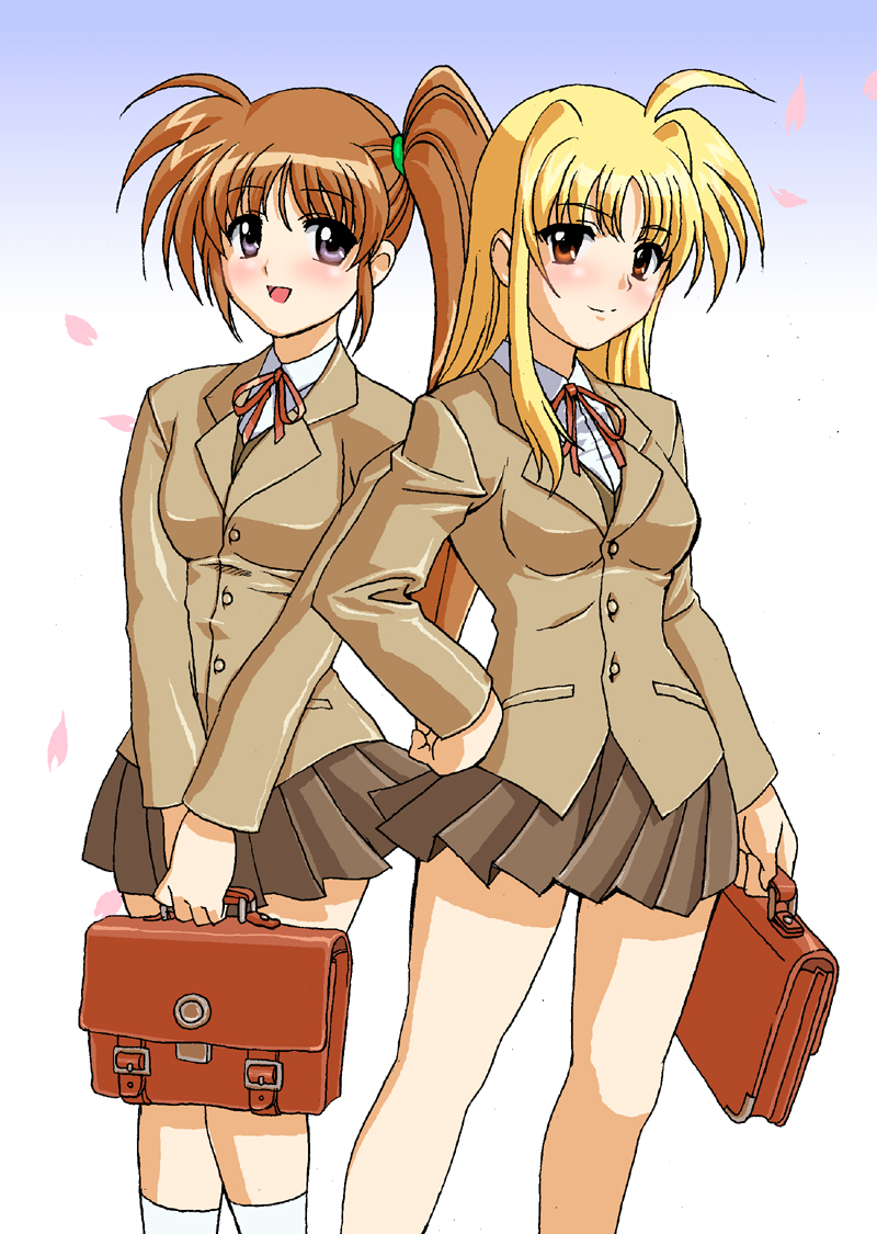 fate testarossa and takamachi nanoha (lyrical nanoha and 2 more) drawn by g-tetsu